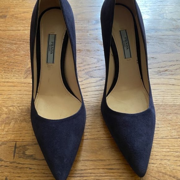 Prada Pumps Nazy Blue Suede EU Size 37 1/2 - Picture 1 of 3